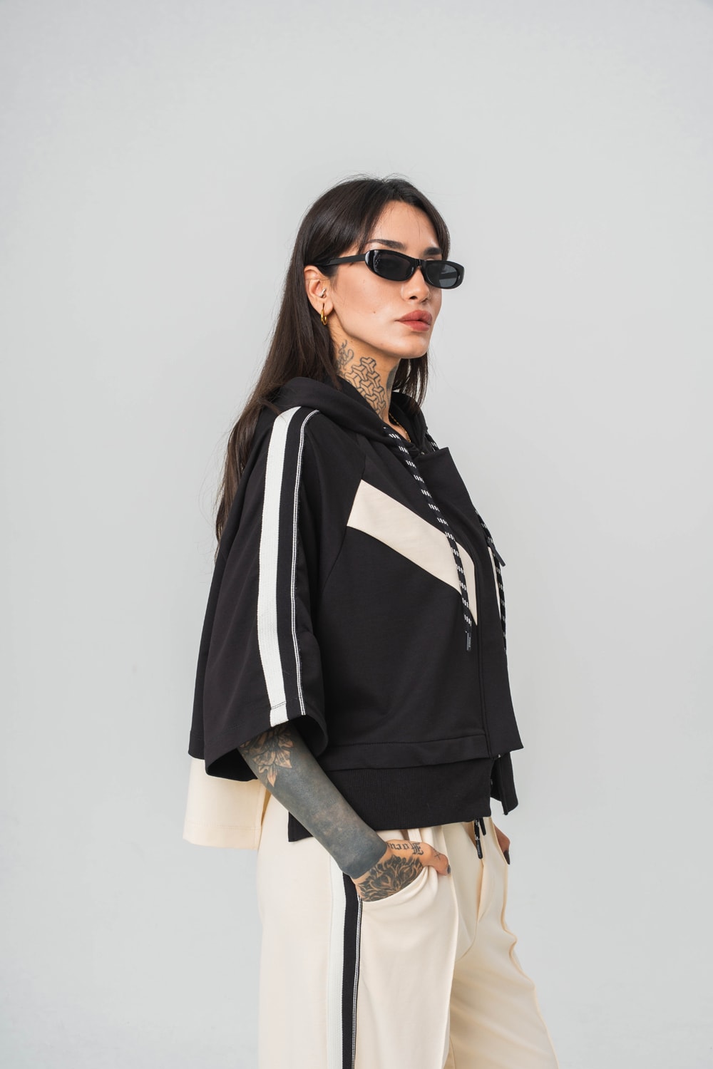 Cross Mountain Crop ve Kapüşonlı Kadın T-shirt 2'li Set