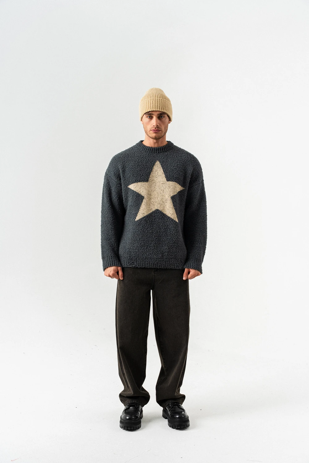 Star Bisiklet Yaka Teddy Kumaş Kazak