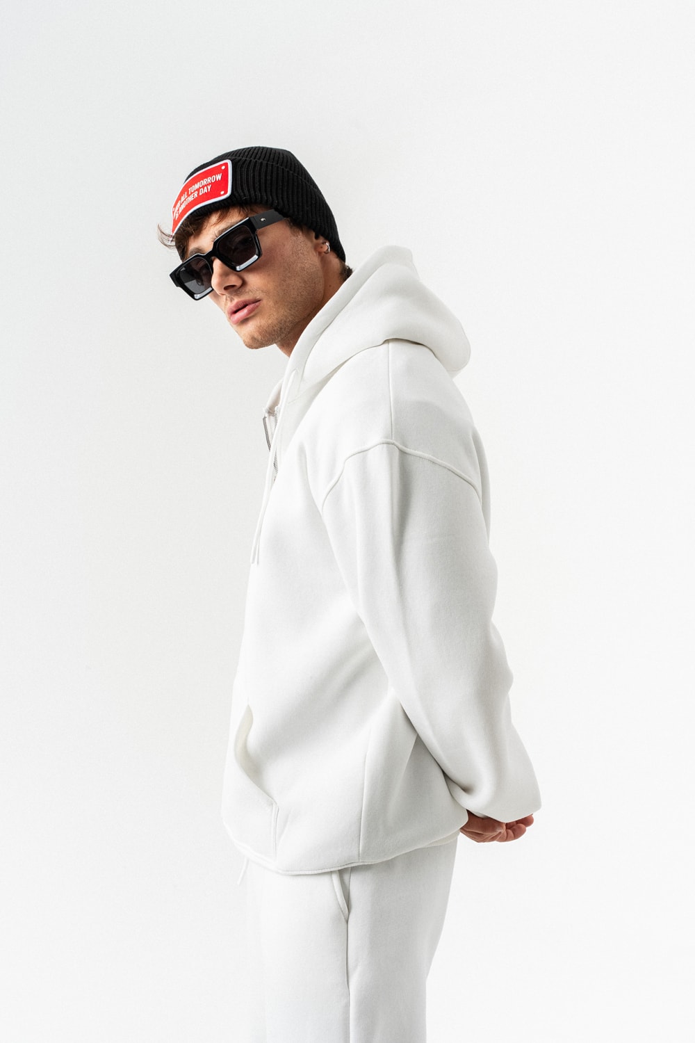 Fynor Fermuarlı Sweatshirt Hoodie ve Jogger Eşofman Takımı - Ekru