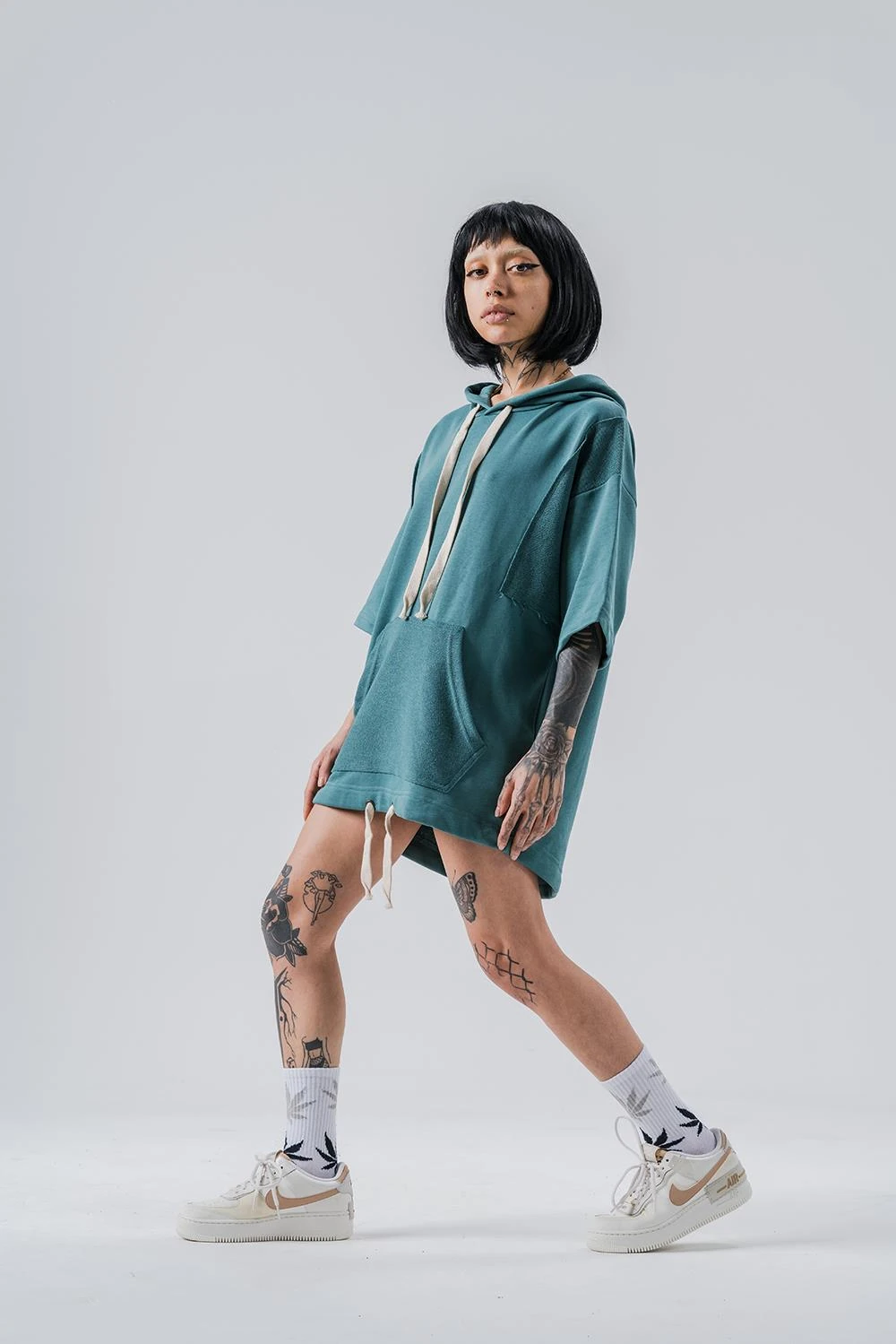 Gym 3 İplik Kanguru Cep Kapüşonlu T-shirt