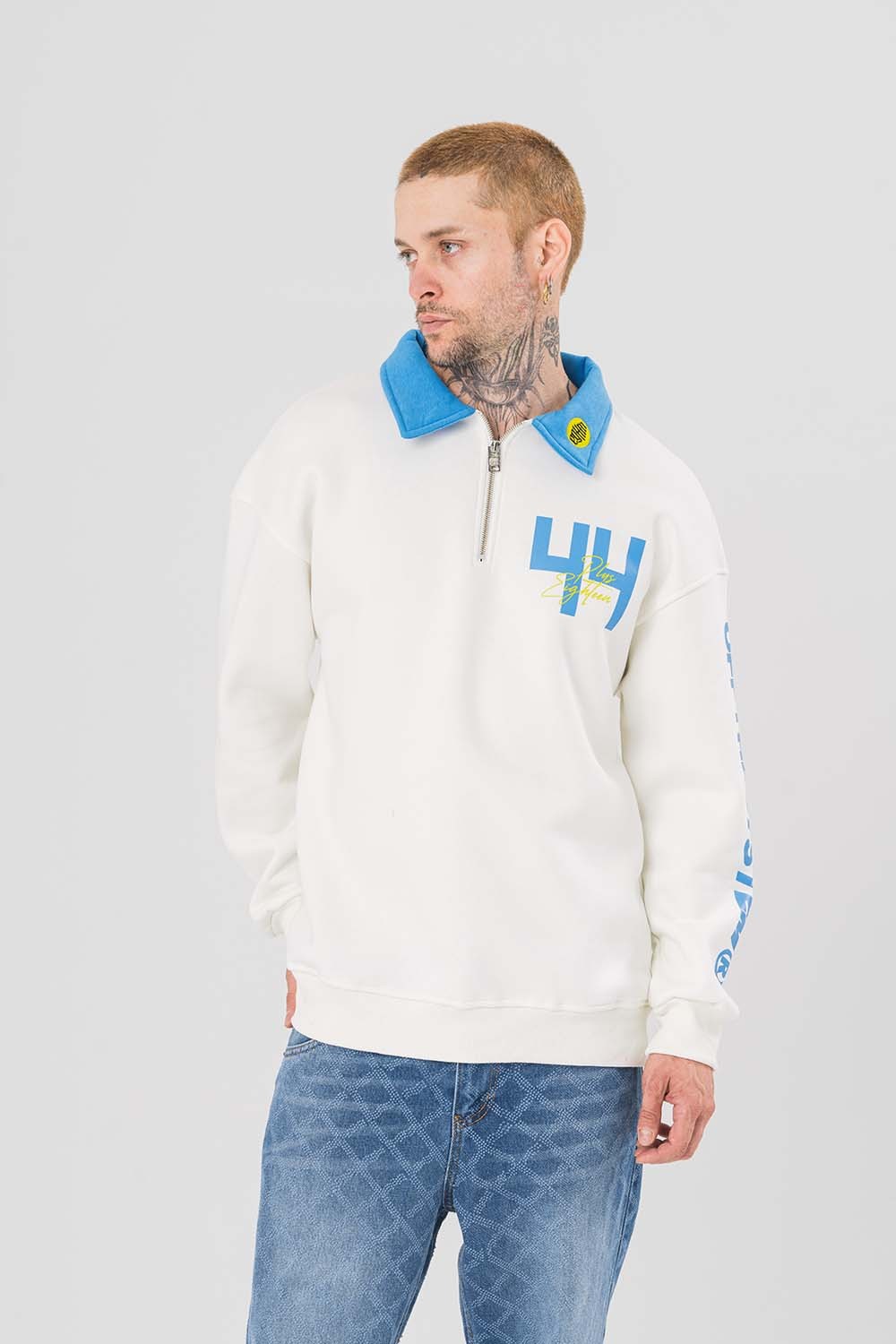 44 Polo Yaka Fermuar Detaylı Sweatshirt