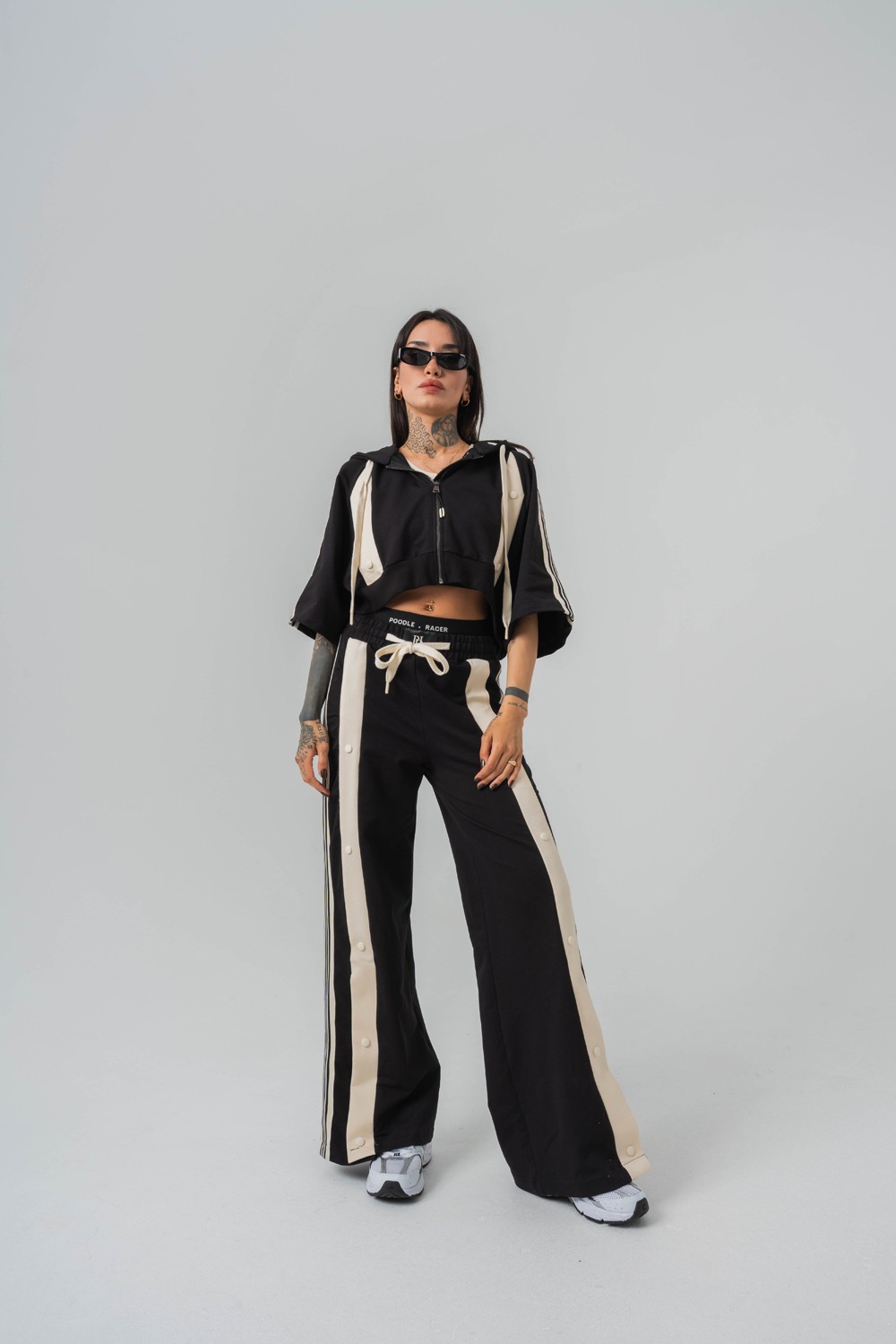 Urban Stripe Crop +  Kapüşonlu Kadın T-shirt 2' li Set