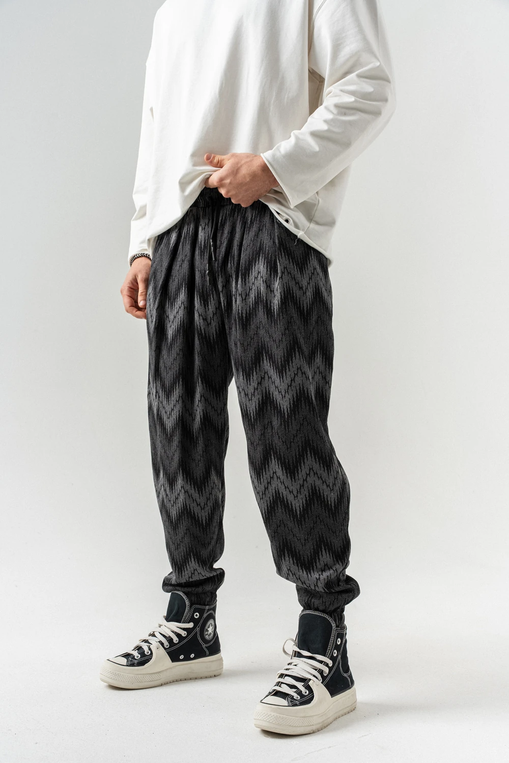 Mosaic Bel ve Paça Lastikli Pileli Şalvar