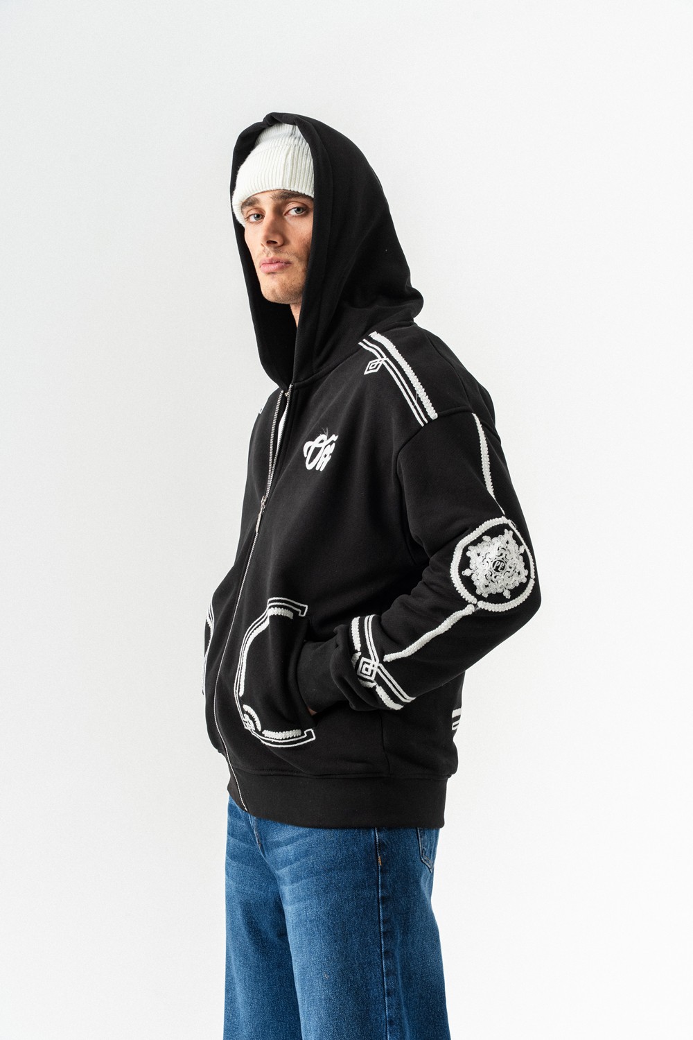 Overtone Nakış Detay Fermuarlı Sweatshirt Hoodie
