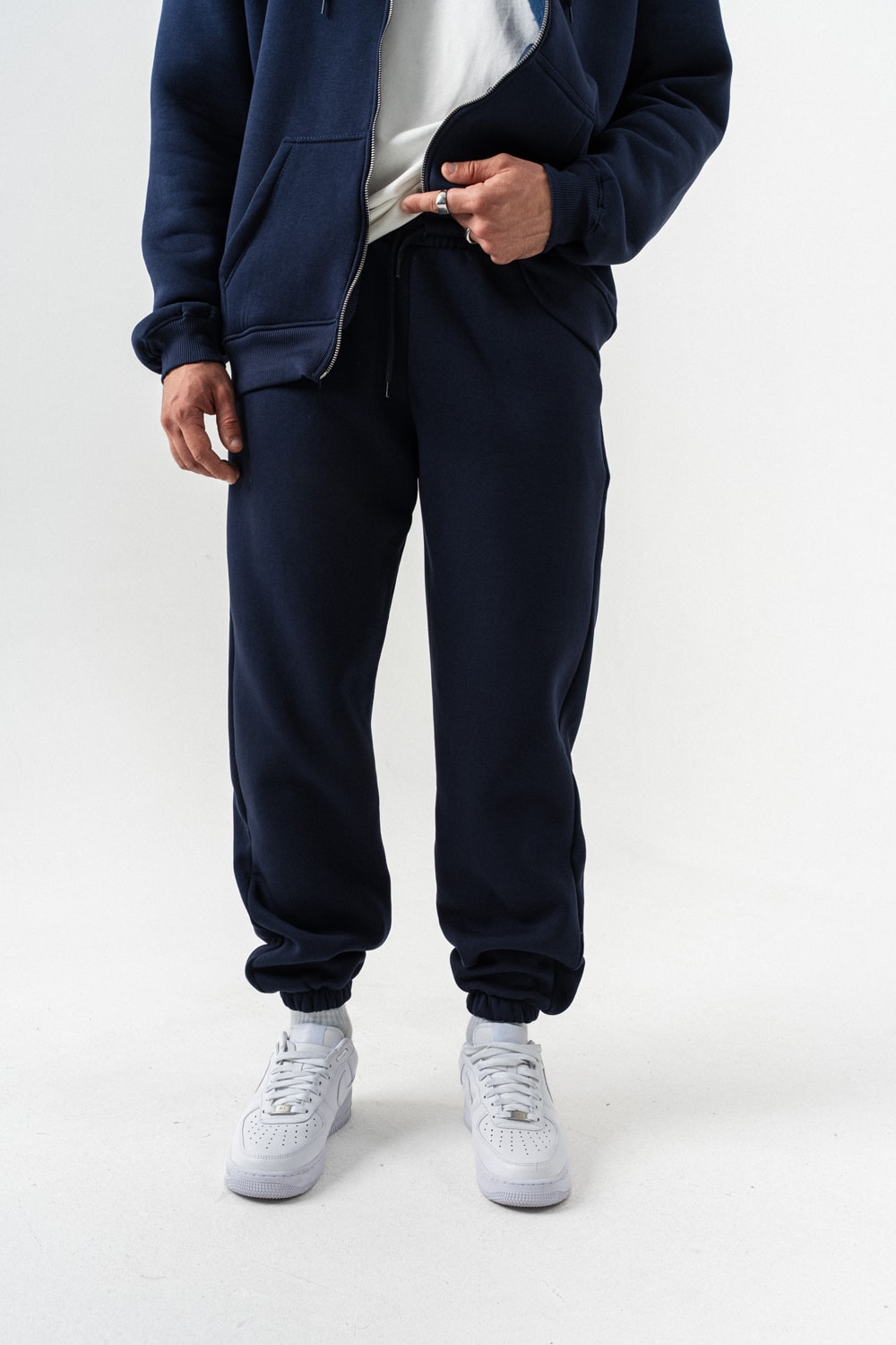 Fynor Fermuarlı Sweatshirt Hoodie ve Jogger Eşofman Takımı - Lacivert