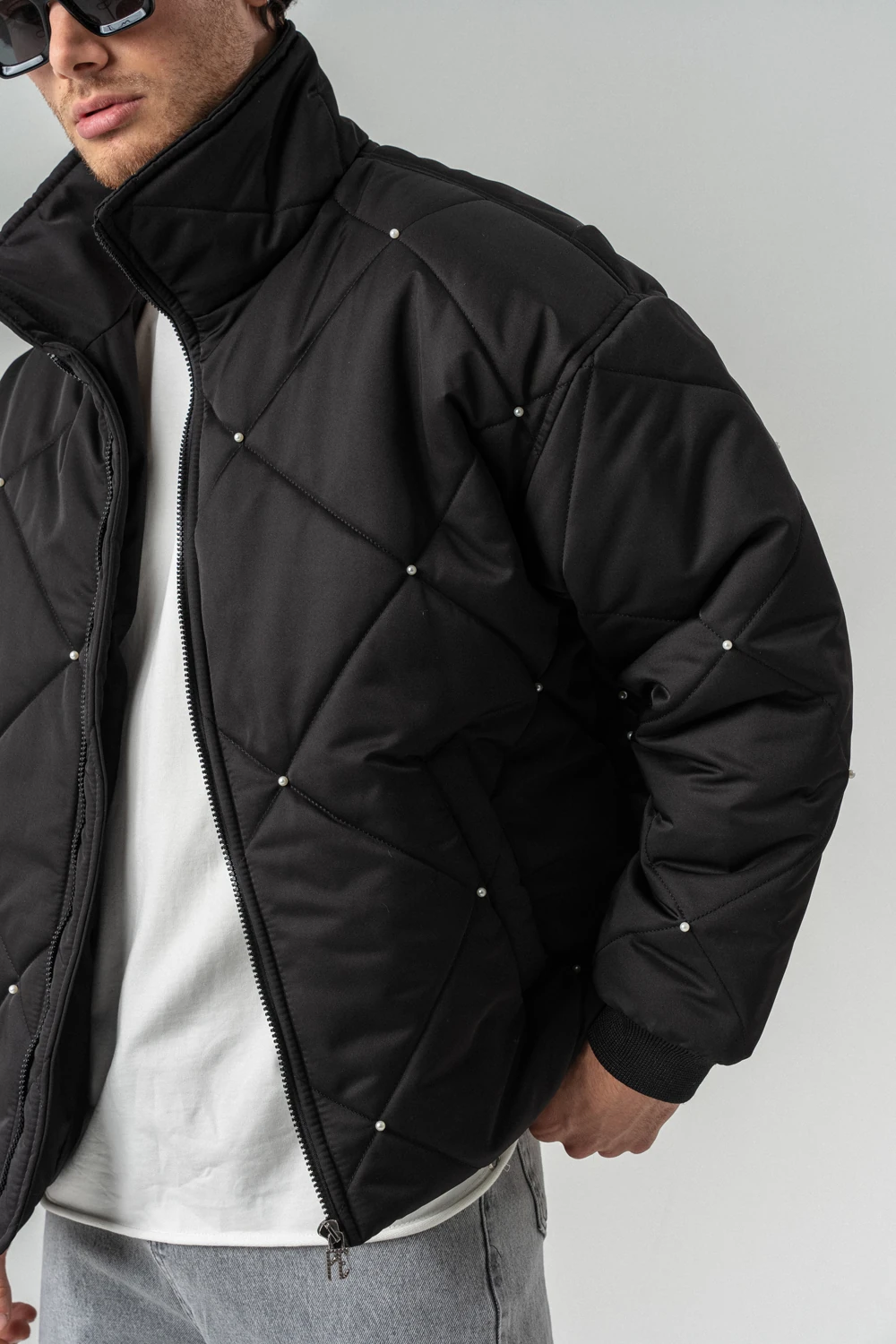 Diamond Pearl İnci Detaylı Kapitone Şişme Mont