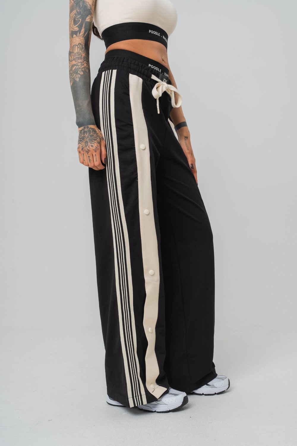 Urban Stripe Şerit ve Trok Detaylı Baggy Kadın Eşofman Alt - Siyah