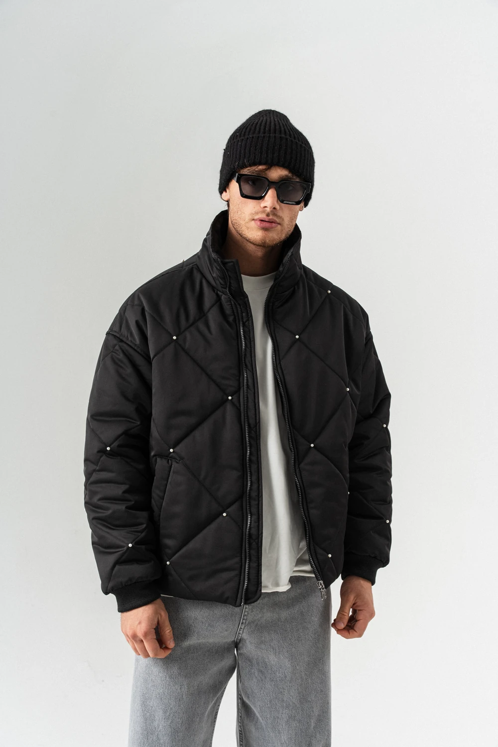 Diamond Pearl İnci Detaylı Kapitone Şişme Mont