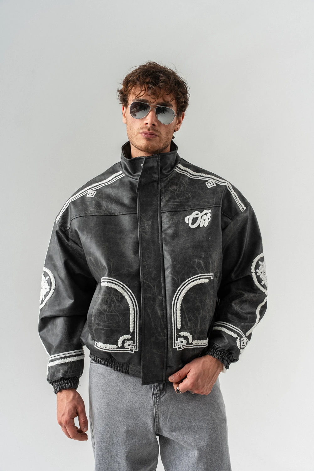 Stonepath Cep ve Nakış Detaylı Deri Mont