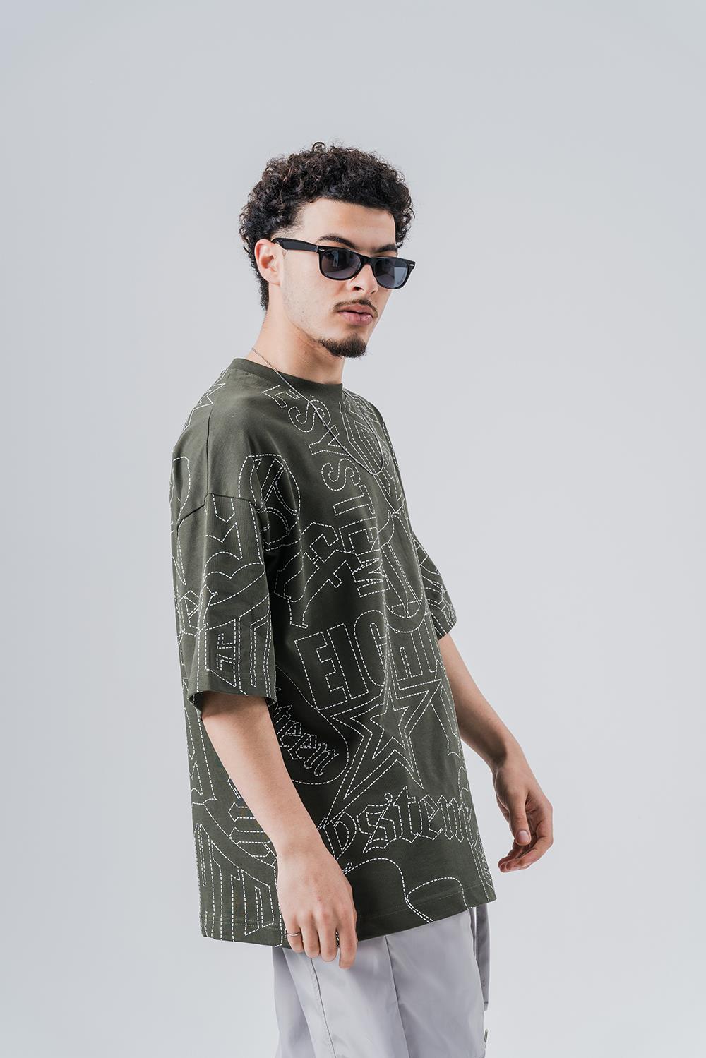 System  Kabartma Bisiklet Yaka Oversize T-shirt