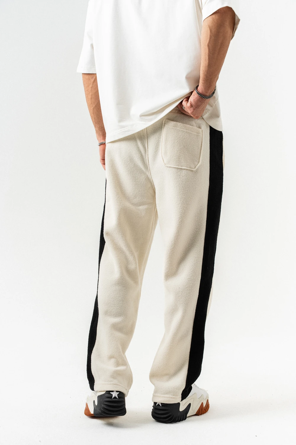 Nova Havlu Kumaş Fermuarlı Sweatshirt Hoodie Eşofman Takımı - Ekru