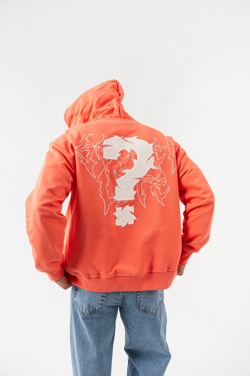 Micdrop Kabartma Baskı Fermuarlı Sweatshirt Hoodie