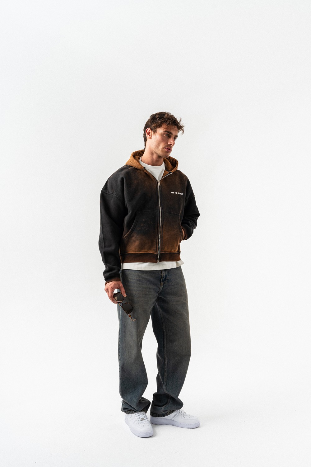 Midnight Yıkamalı Fermuarlı Sweatshirt Hoodie