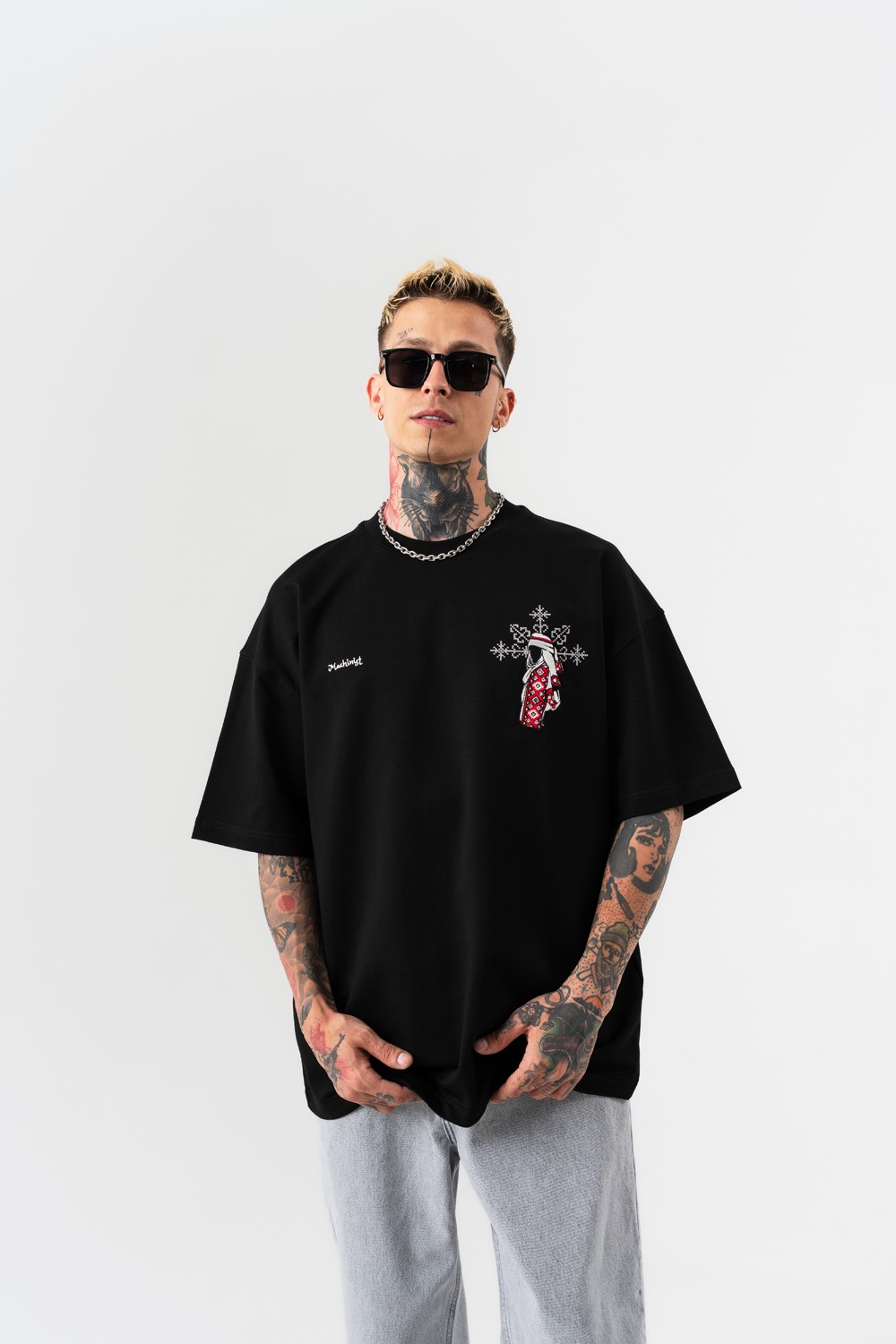 Bedouin Nakış Detaylı Oversize T-shirt - Siyah