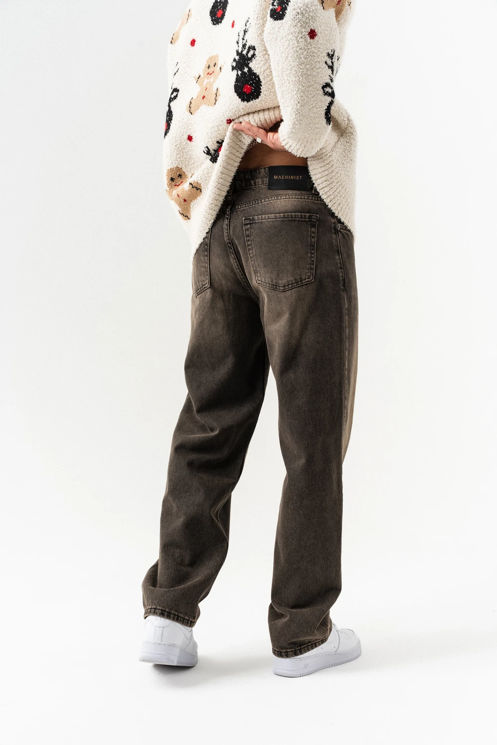 Fuzzy Jean Baggy Pantolon