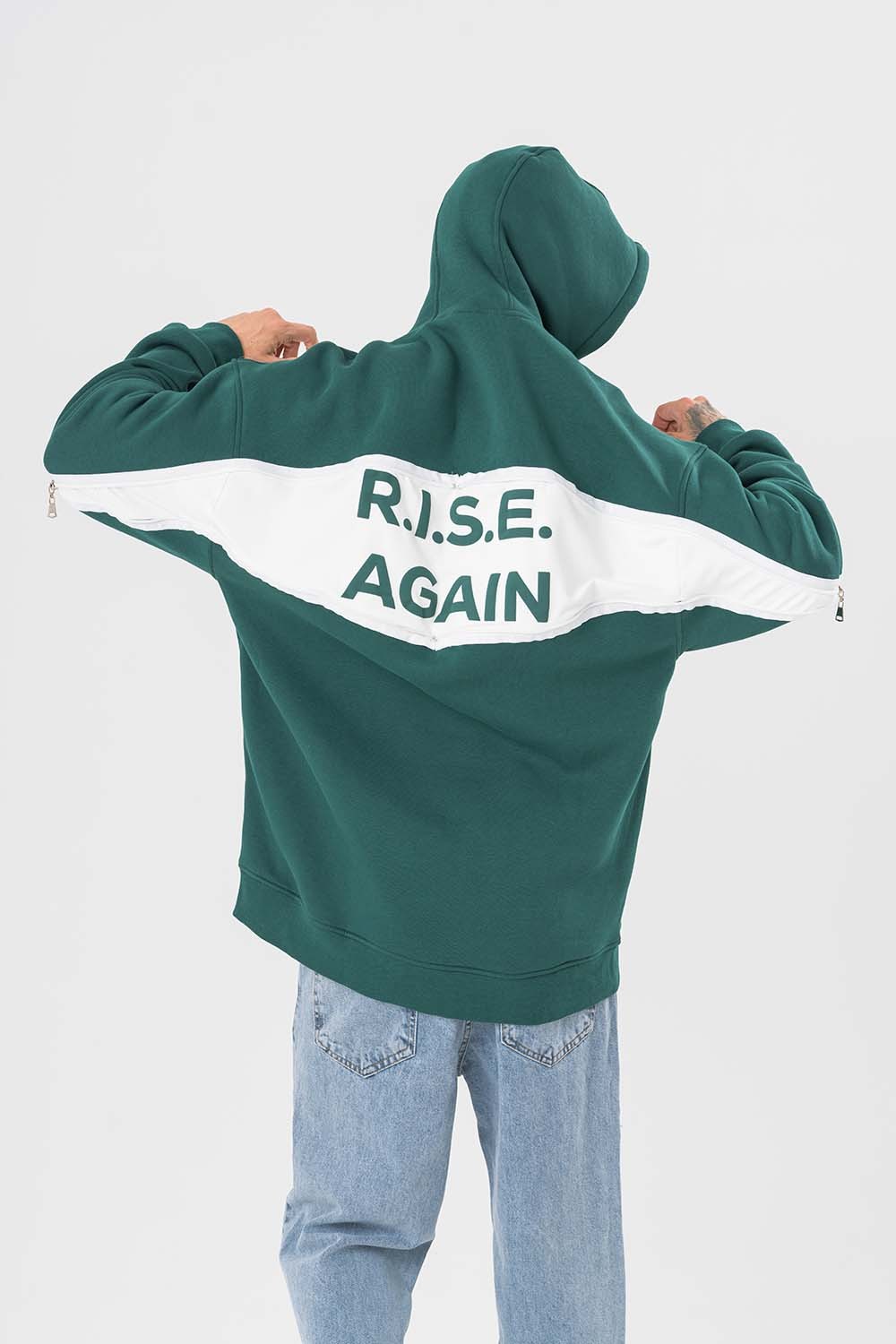 Rise Again Sırt Gizli Fermuar Detay Kapüşonlu Sweatshirt