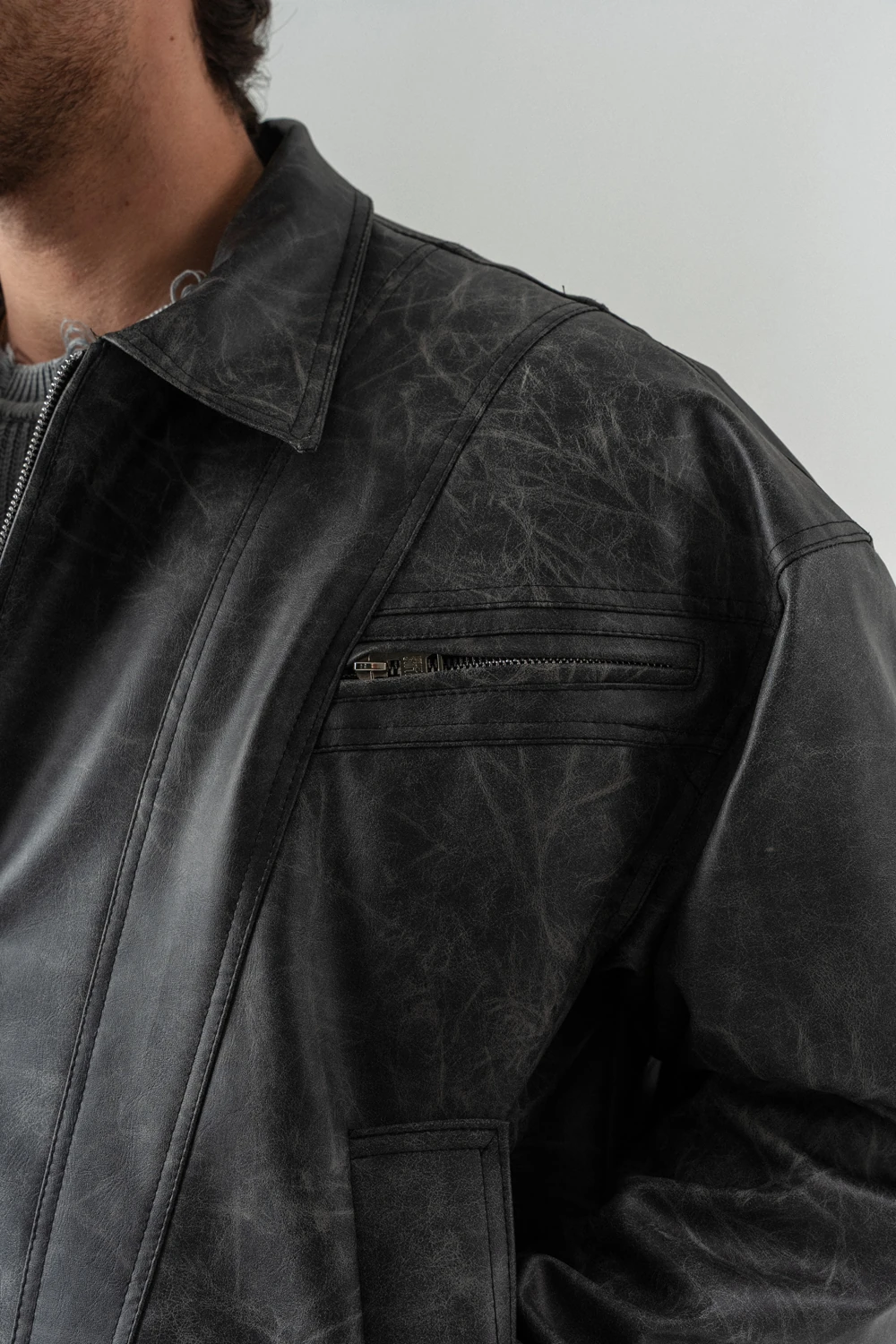 Blendcore Fermuar ve Cep Detaylı Deri Mont