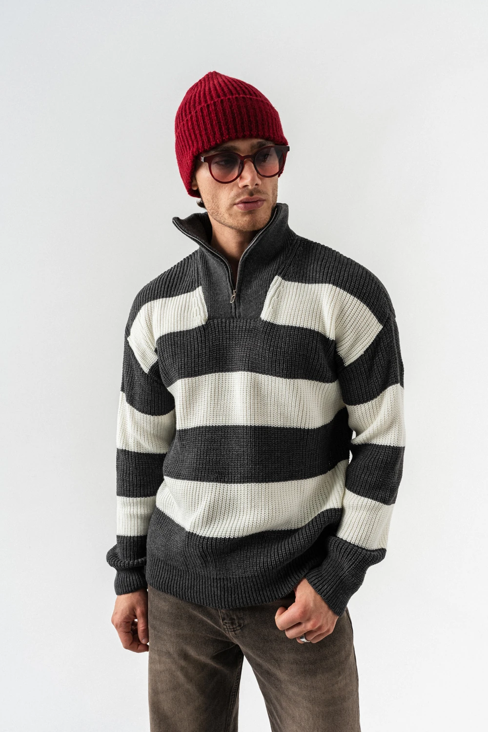 Haven Yarım Fermuarlı Polo Yaka Kazak