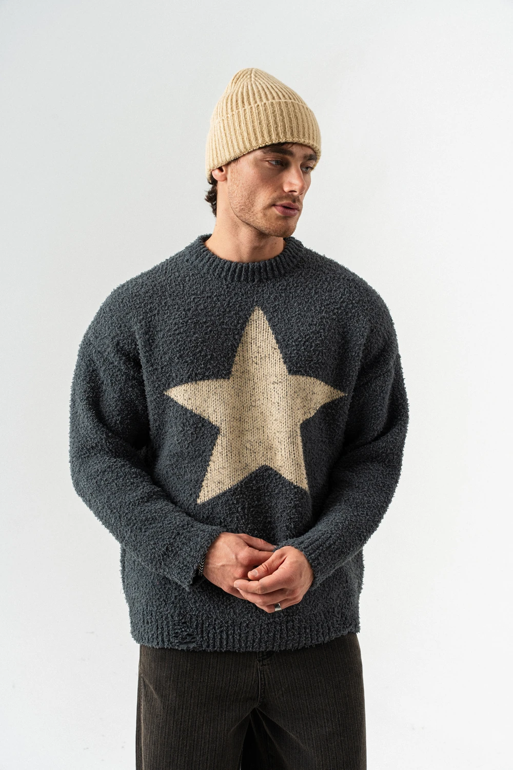 Star Bisiklet Yaka Teddy Kumaş Kazak