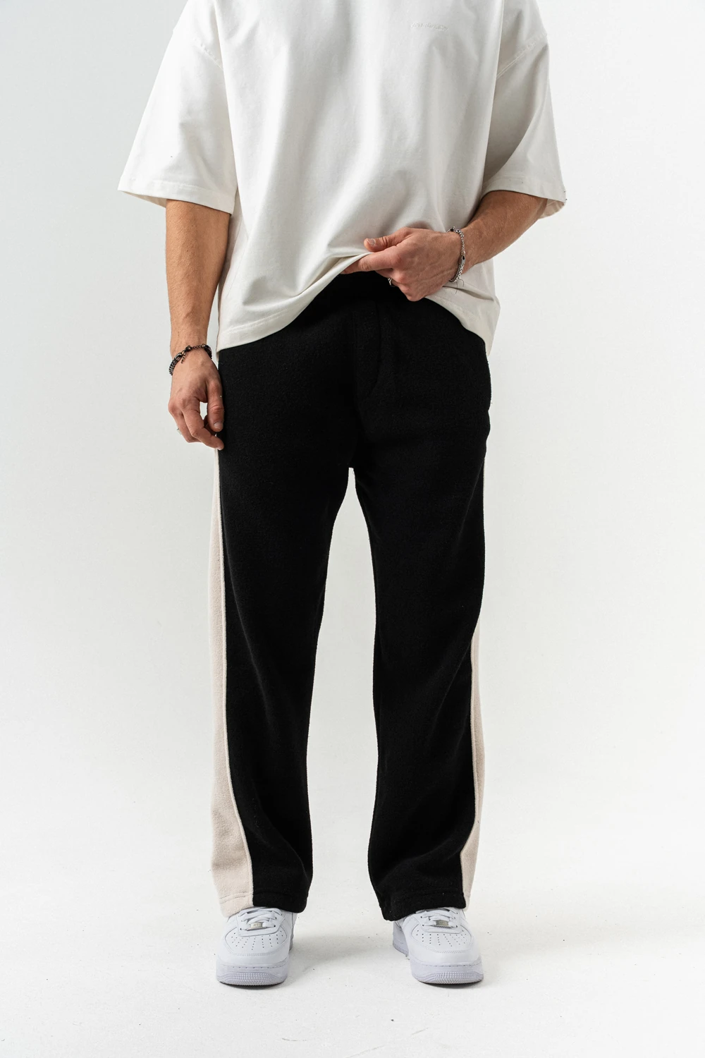 Nova Havlu Kumaş Fermuarlı Sweatshirt Hoodie Eşofman Takımı - Siyah