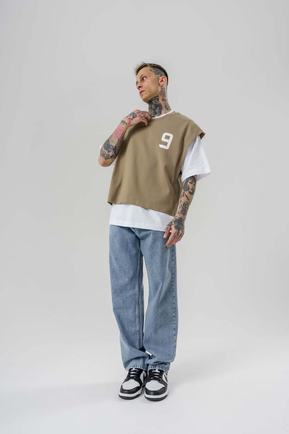 9Riot Premium Oversize Crop ve T-shirt Bir Arada 2'li Set