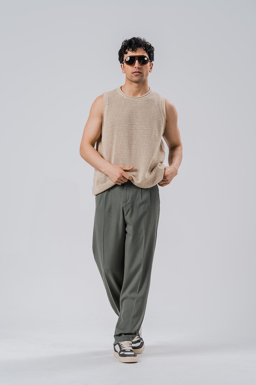 Fabrizio Örme Kolsuz Triko T-shirt