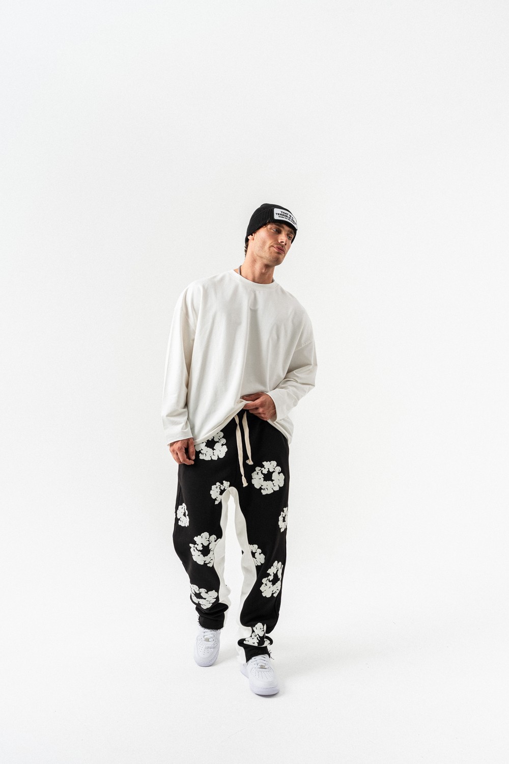 Tear Kabartma Baskı Baggy Eşofman Alt