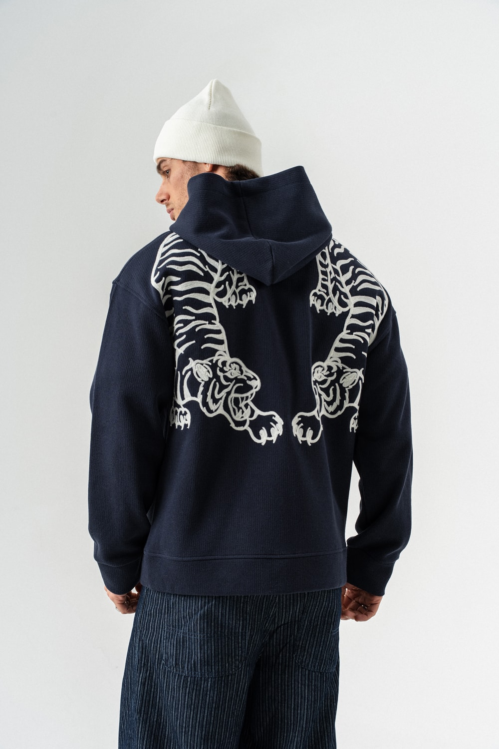 Tigerbase Fermuarlı Sweatshirt Hoodie - Lacivert