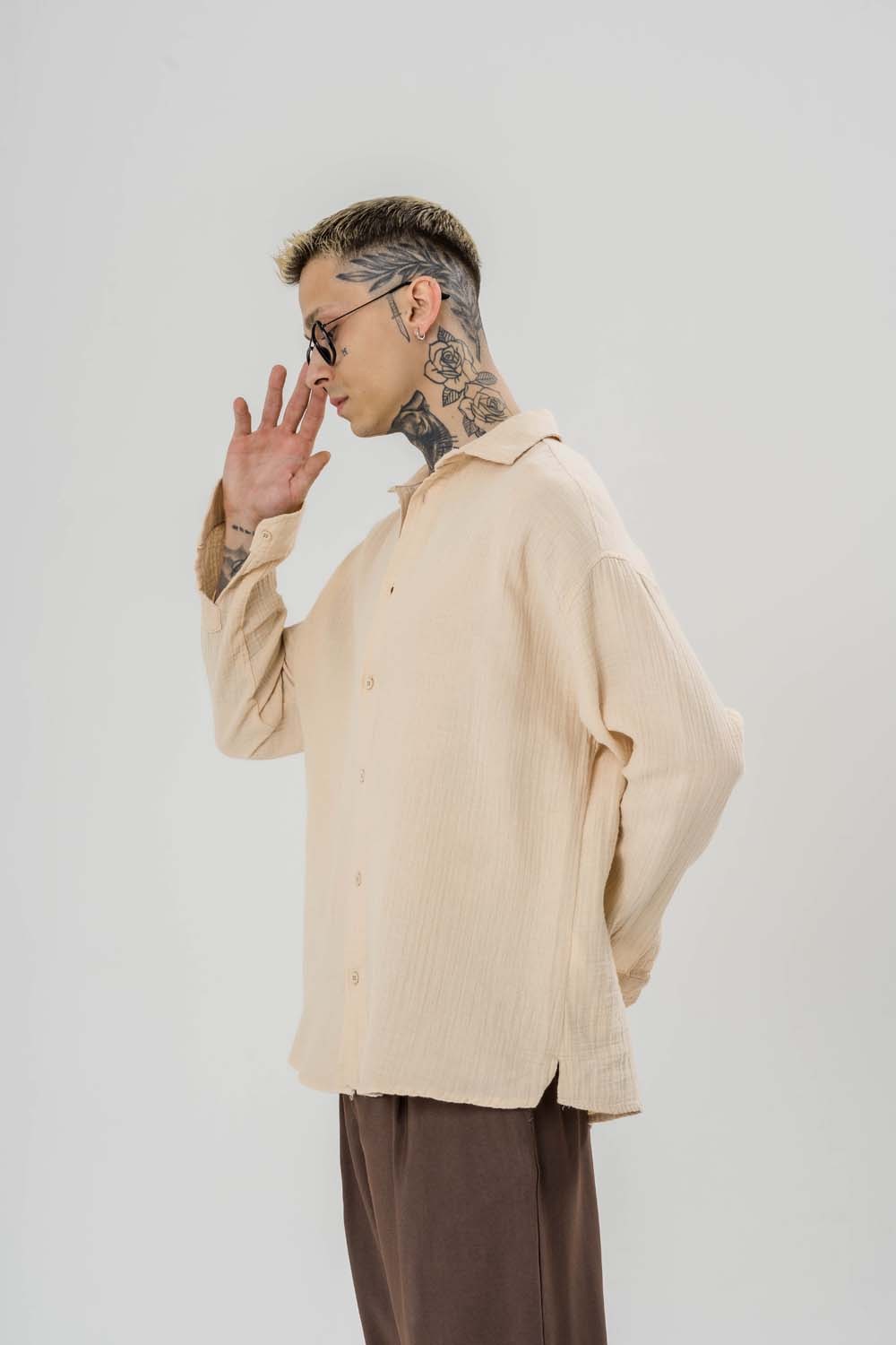 Raffaele Oversize Müslin Keten Gömlek