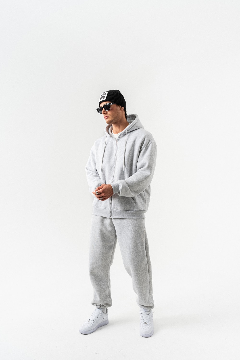 Fynor Fermuarlı Sweatshirt Hoodie ve Jogger Eşofman Takımı - Grimelanj