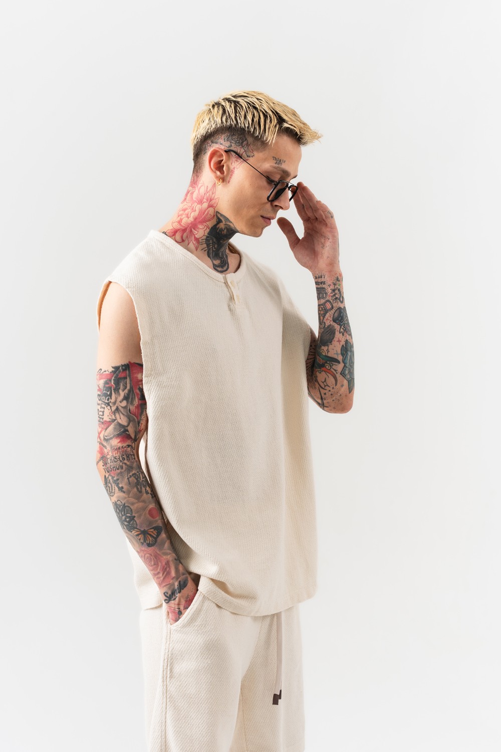 Grime Basic Kolsuz Keten T-shirt