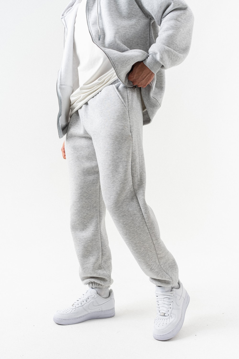 Fynor Fermuarlı Sweatshirt Hoodie ve Jogger Eşofman Takımı - Grimelanj