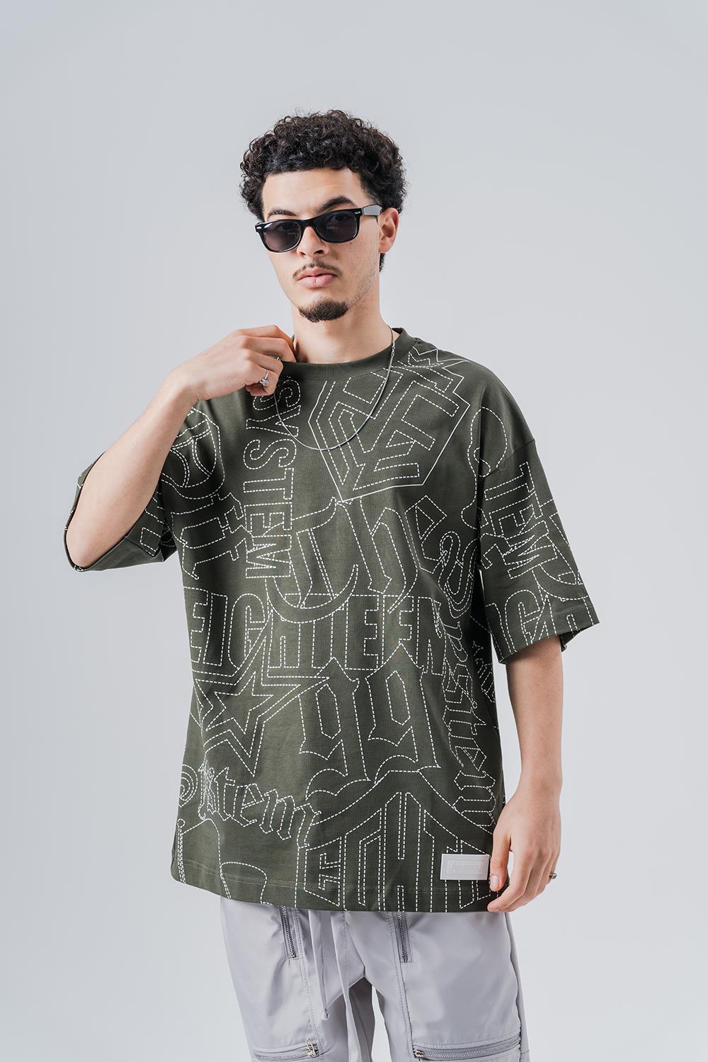 System  Kabartma Bisiklet Yaka Oversize T-shirt