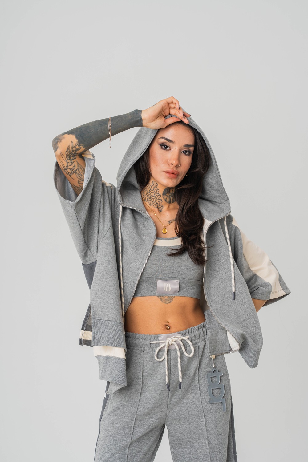 Stardrift Crop ve Kapüşonlu Kadın T-shirt 2'li Set