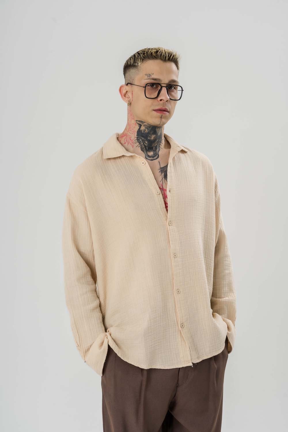 Raffaele Oversize Müslin Keten Gömlek