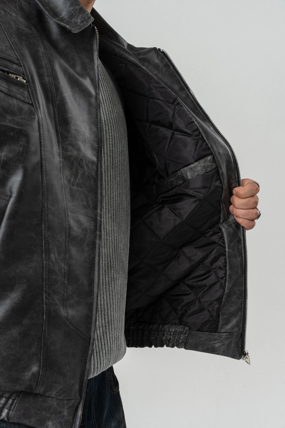 Blendcore Fermuar ve Cep Detaylı Deri Mont