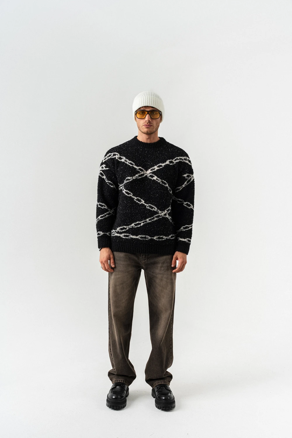 Chain Bisiklet Yaka Teddy Kumaş Kazak