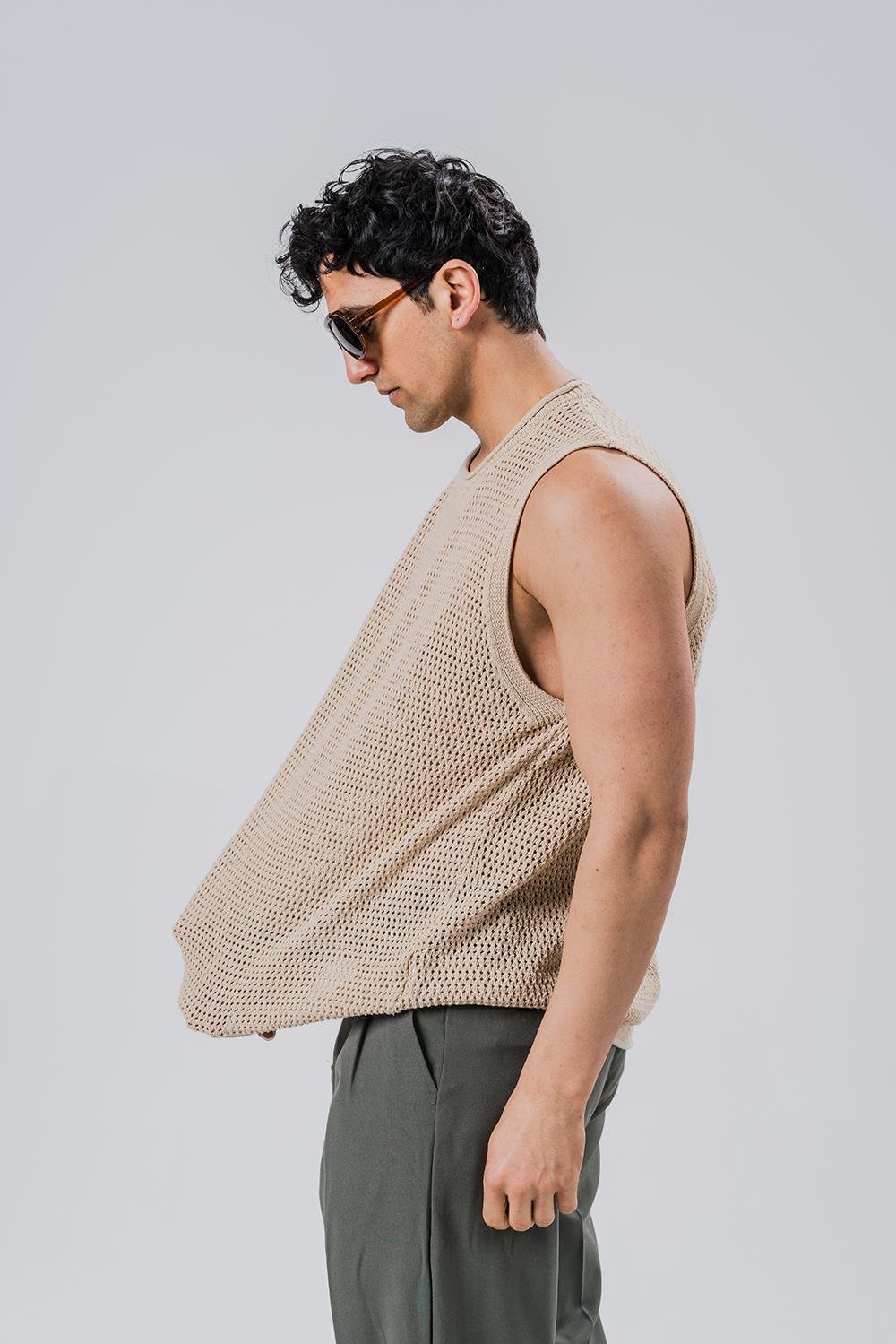 Fabrizio Örme Kolsuz Triko T-shirt