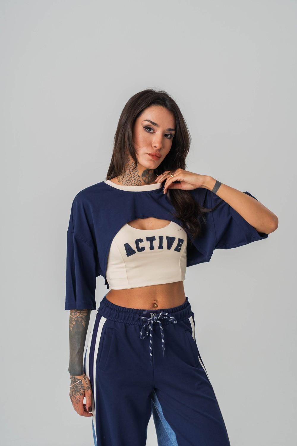 Active Crop + Kadın T-shirt 2'li Set