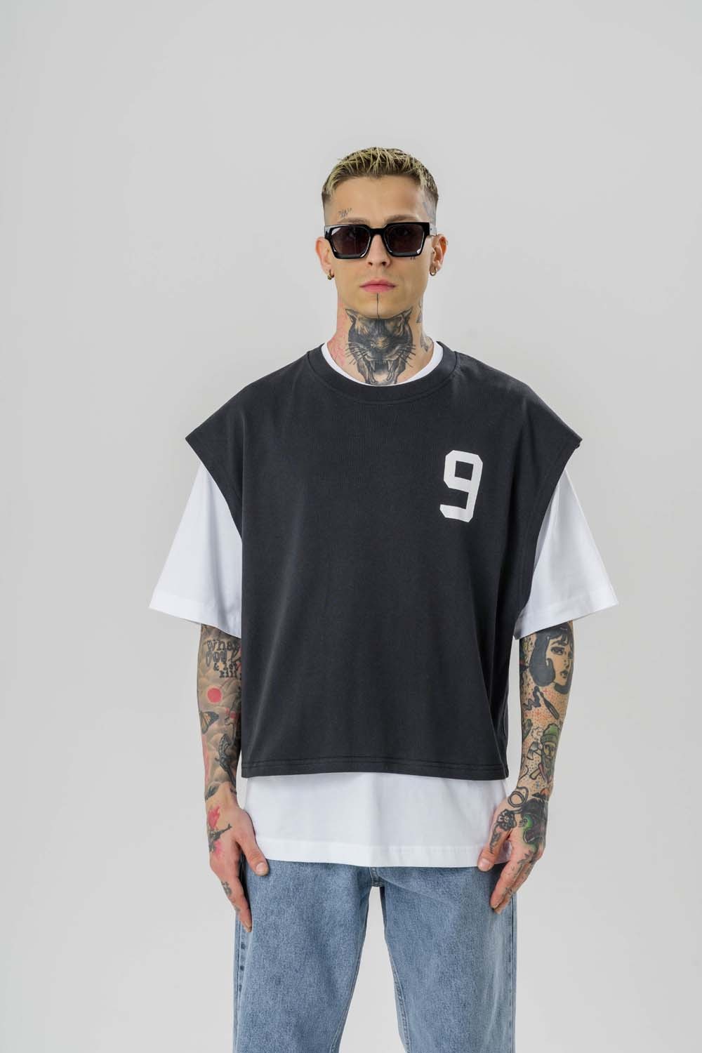 9Riot Premium Oversize Crop ve T-shirt Bir Arada 2'li Set