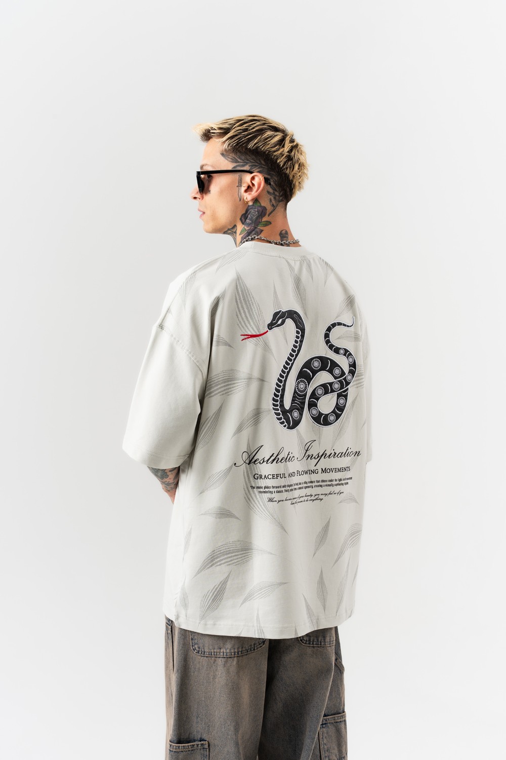 Snake Nakış Detaylı Oversize T-shirt