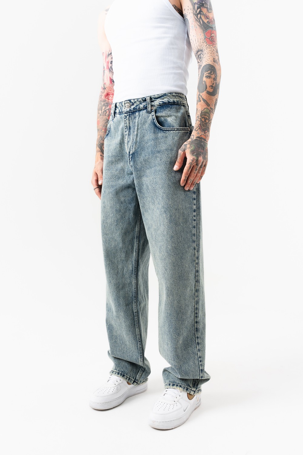 Afterhour Nakış Detaylı Baggy Jean Pantolon