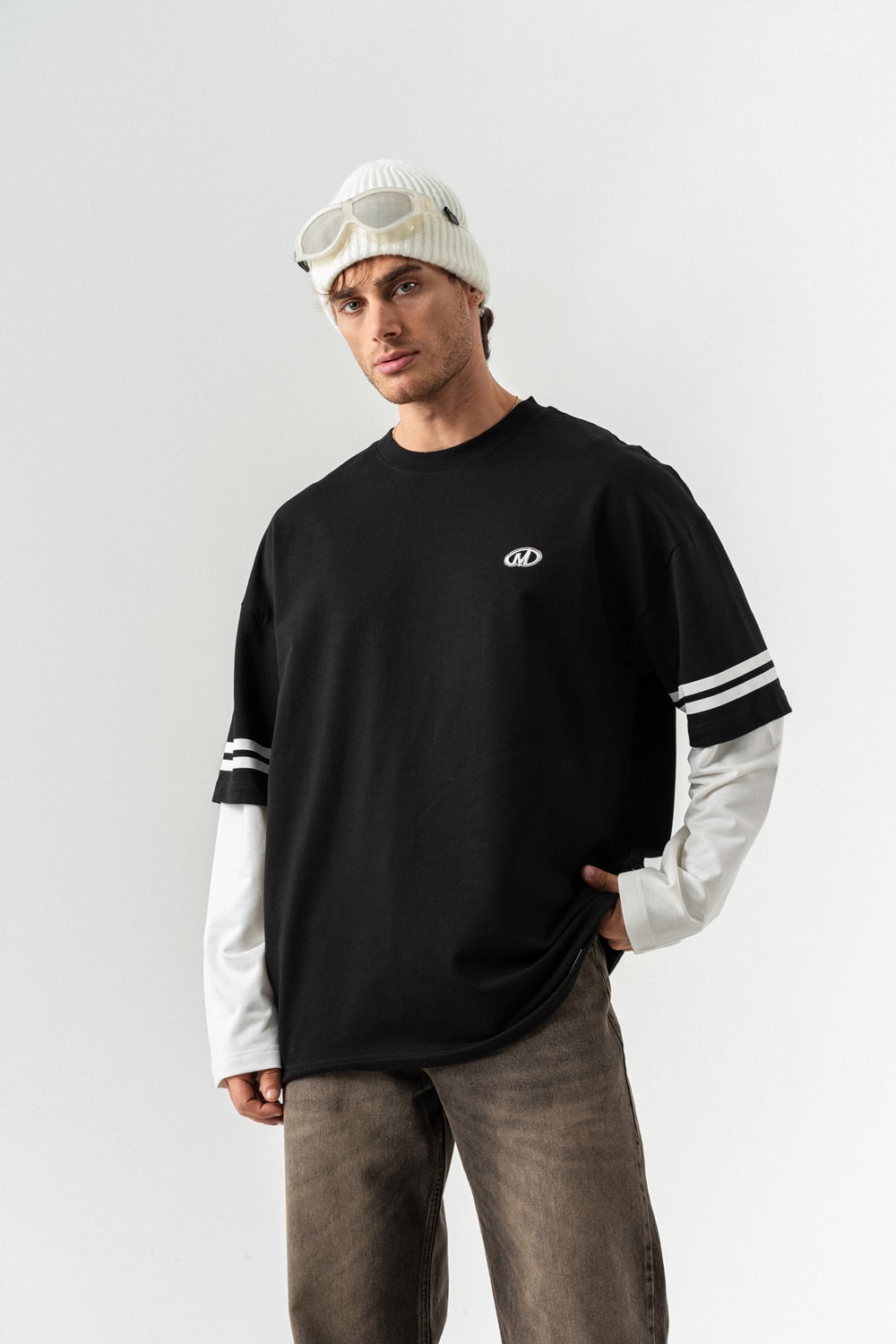 Soical Mode Bisiklet Yaka Birleşik Sweatshirt