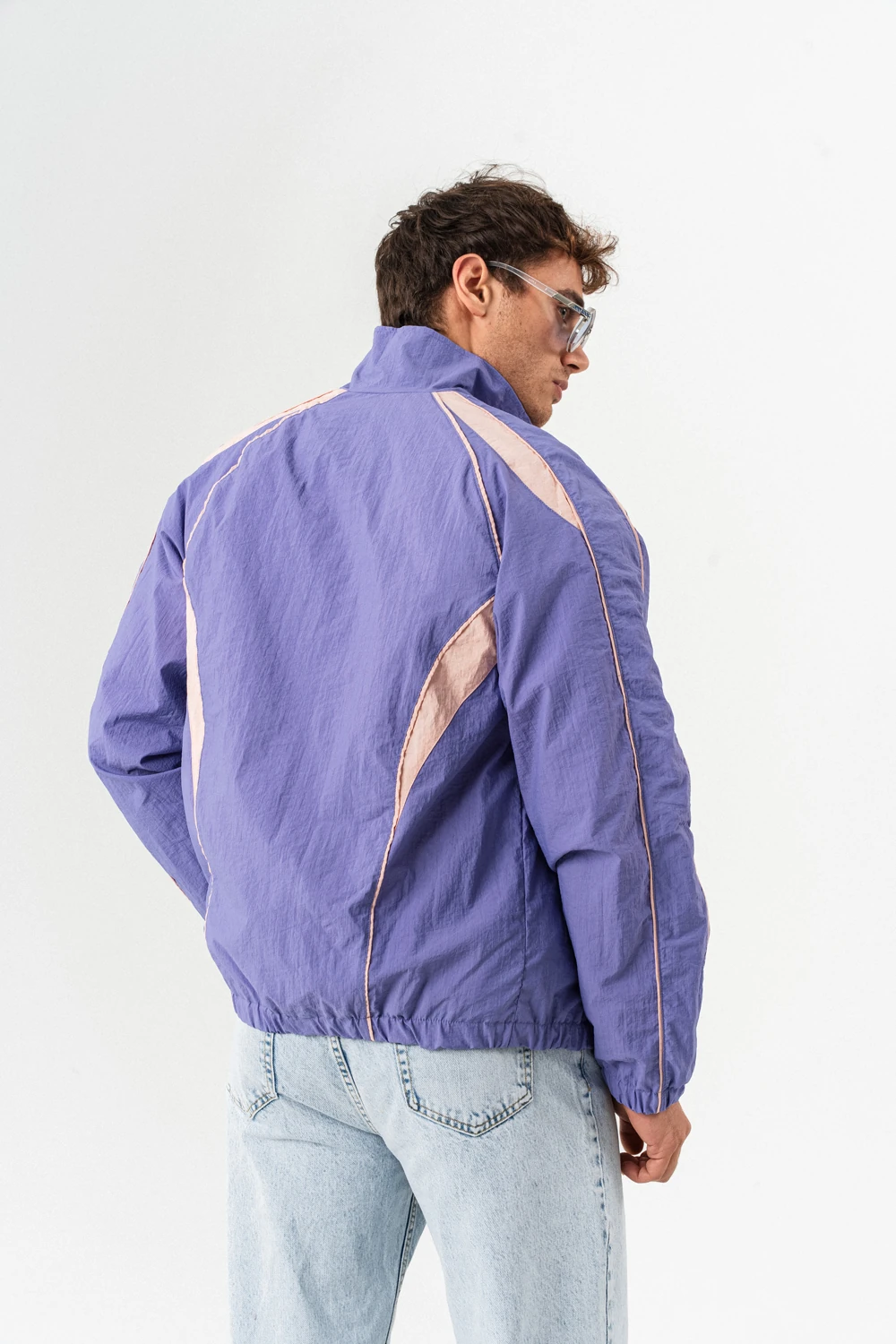 Nightrun Paraşüt Kumaş Fermuarlı Vintage Rüzgarlık Mont - Mor