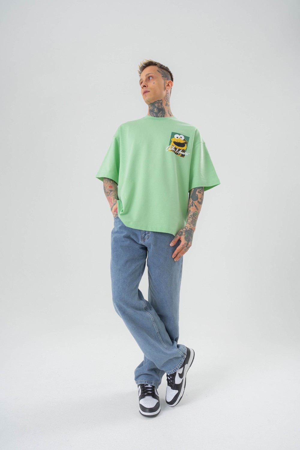 Cookie Monster Kabartma Detaylı Oversize T-shirt