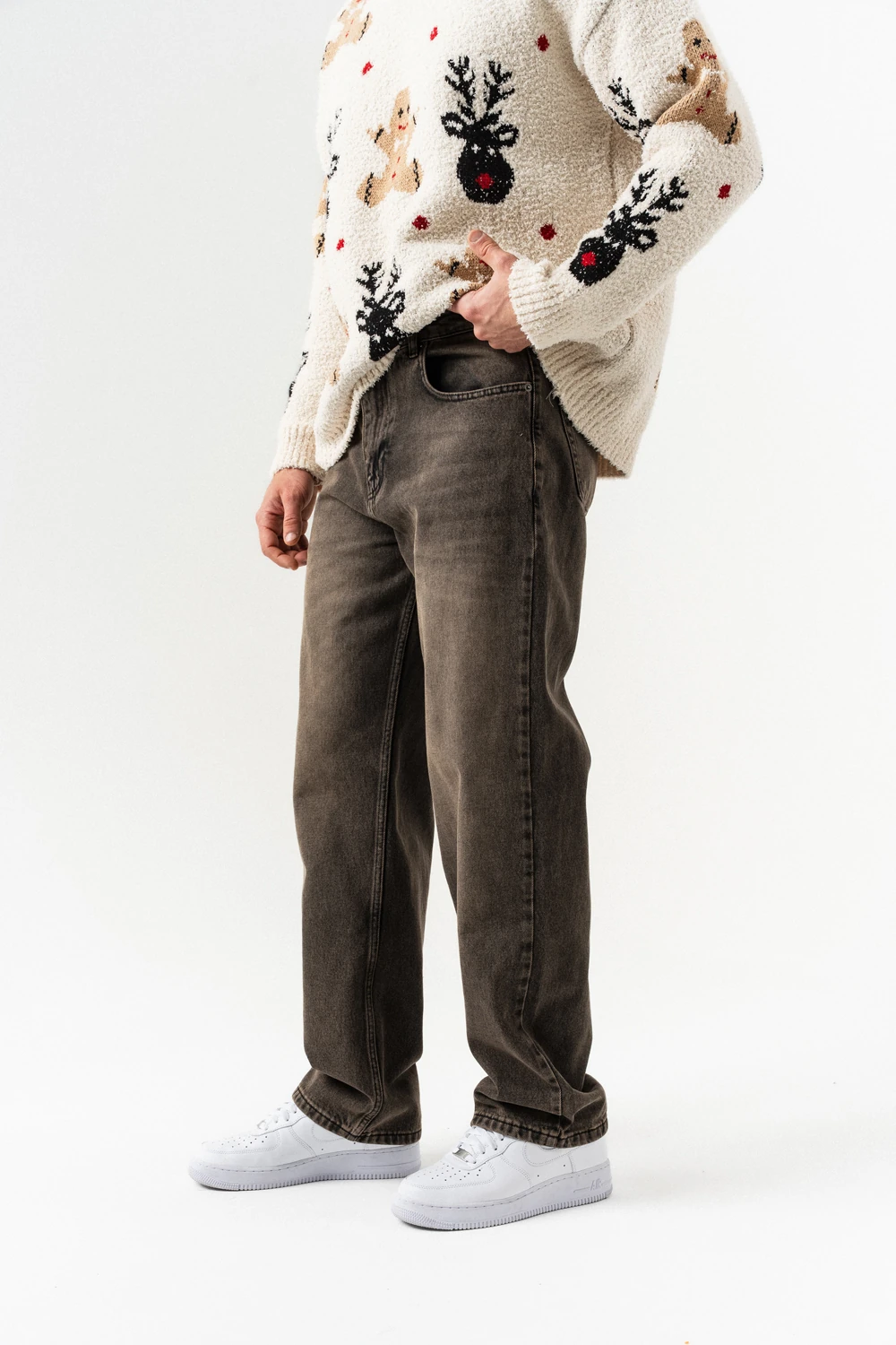 Fuzzy Jean Baggy Pantolon