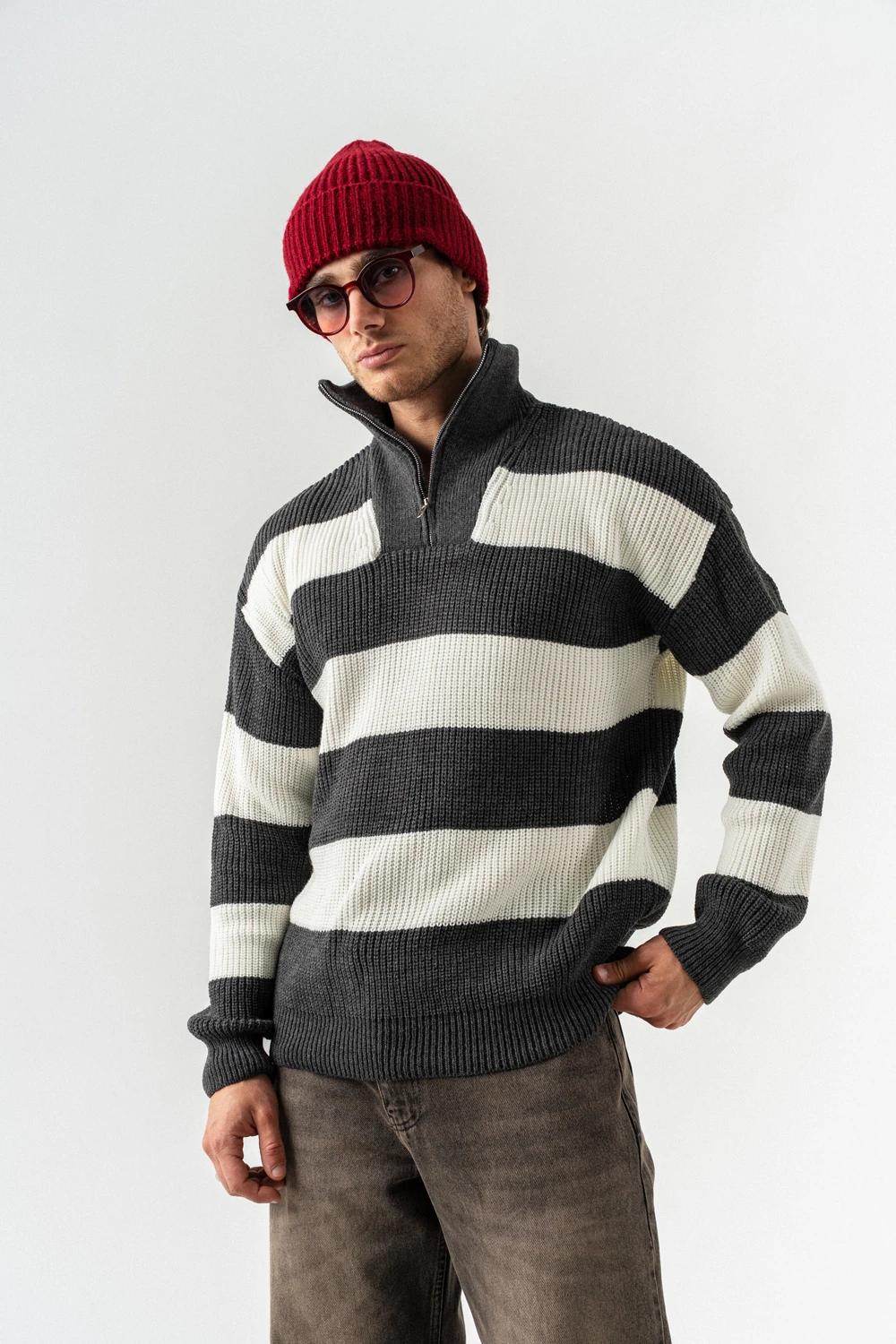 Haven Yarım Fermuarlı Polo Yaka Kazak