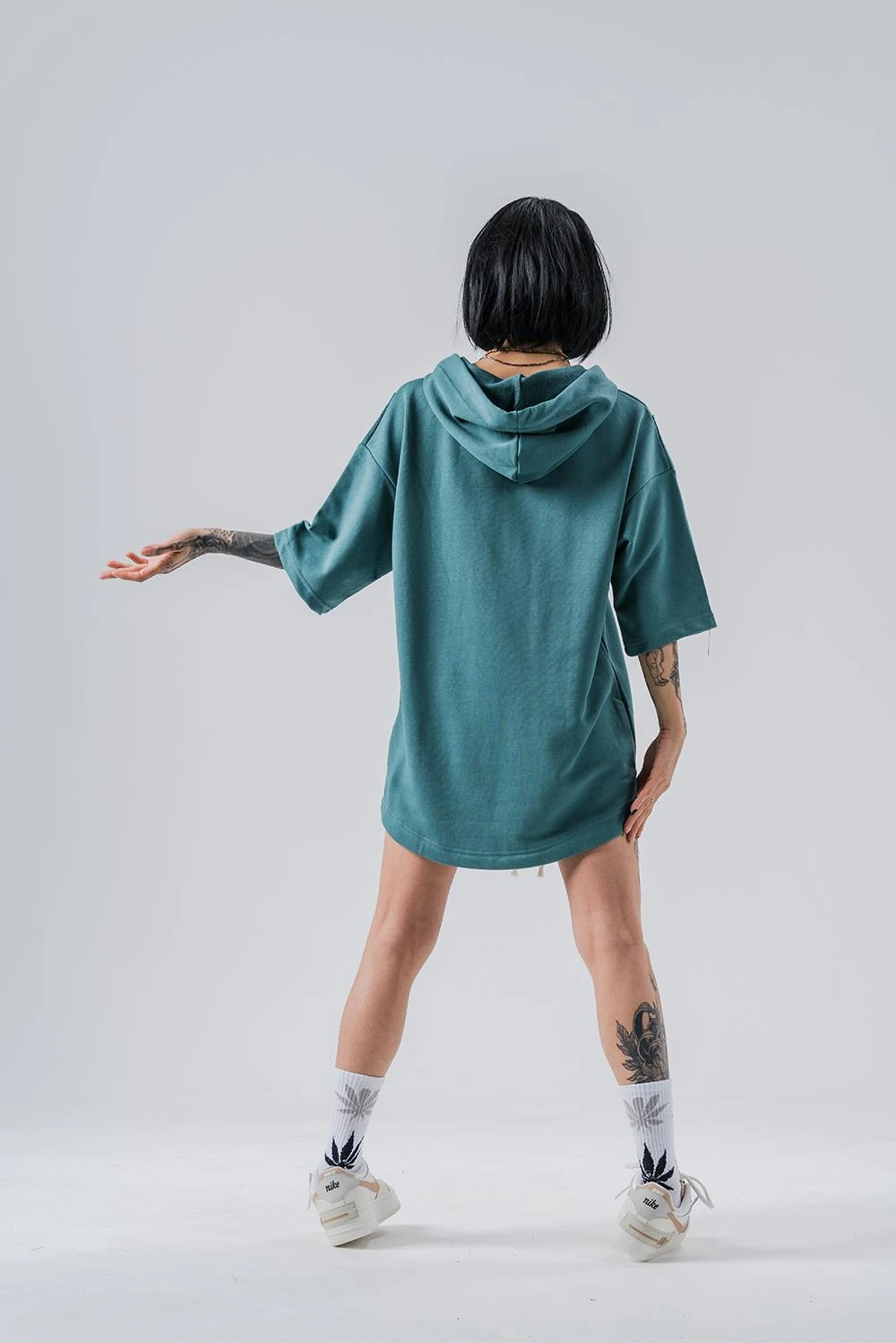 Gym 3 İplik Kanguru Cep Kapüşonlu T-shirt