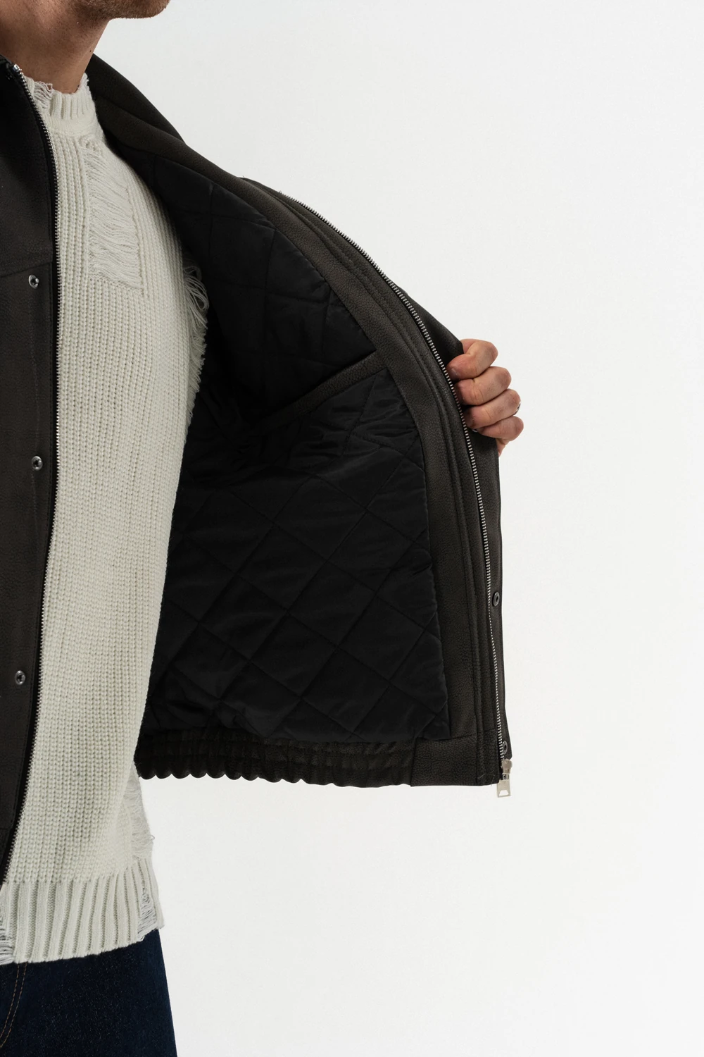 Urban Pocket Fermuar ve Cep Detaylı Deri Mont