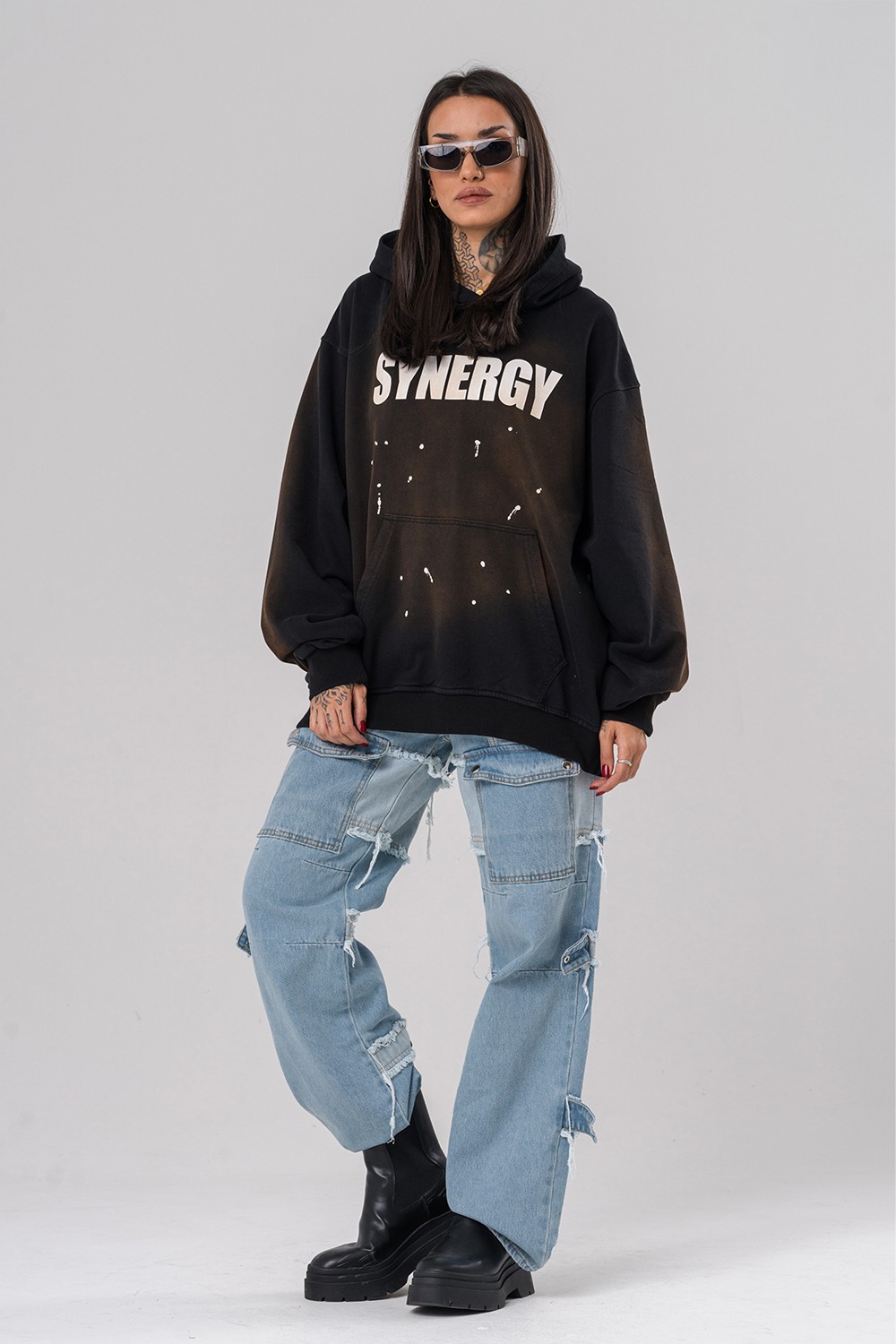 Synergy Yıkamalı Kapüşonlu Sweatshirt